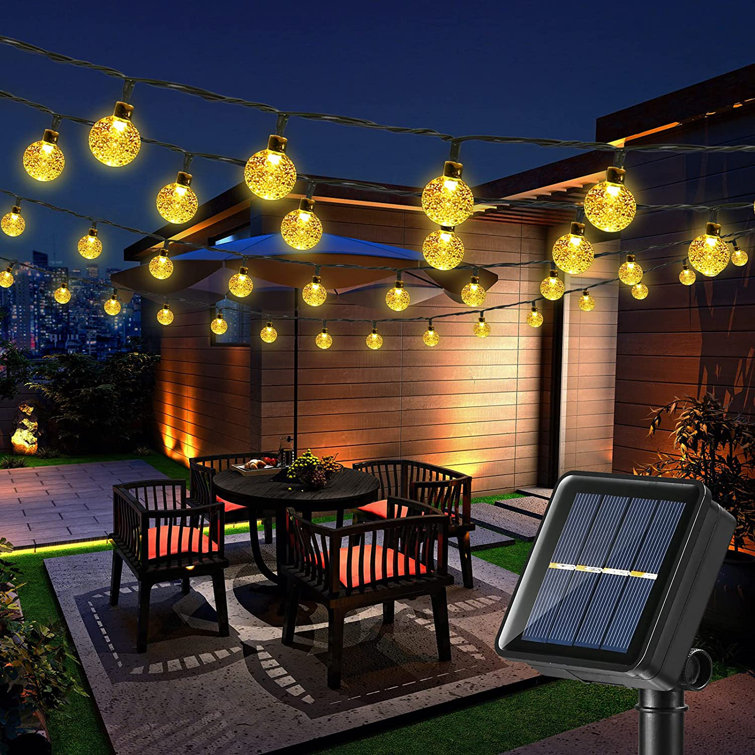 Solar patio outlet string lights